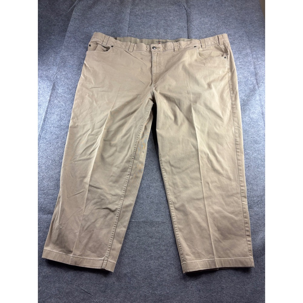 Harbor Bay Mens Khaki Chinos Continuous Comfort Waistband Pants 54x30 Tan